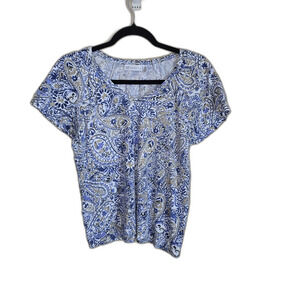 Rafaella Blouse S/P Blue White Tan